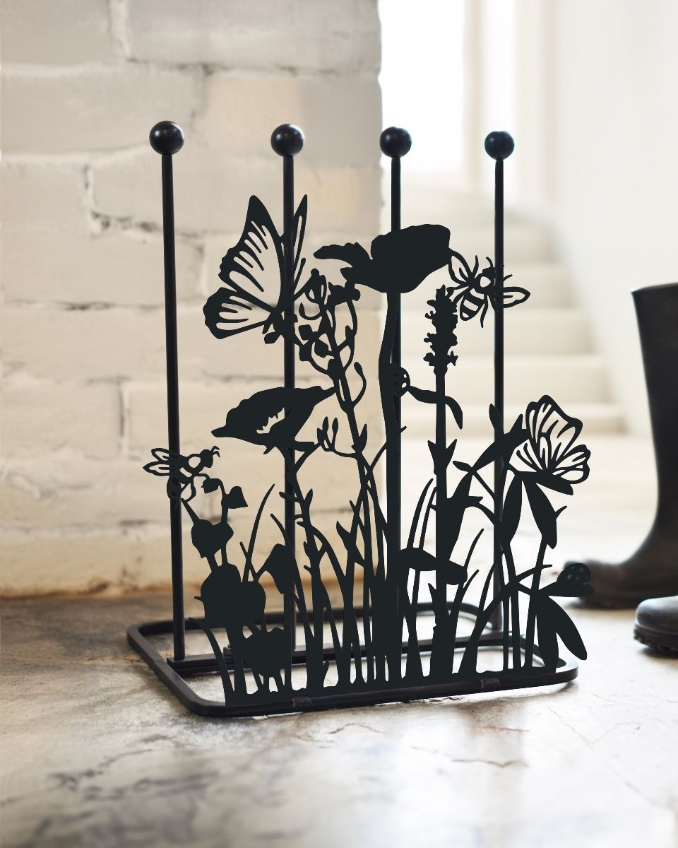 Steel "Butterfly Meadow" Double Welly Rack In Situ