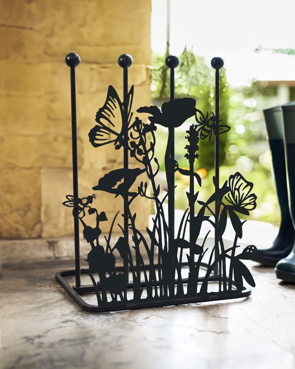 Steel "Butterfly Meadow" Double Welly Rack Exterior