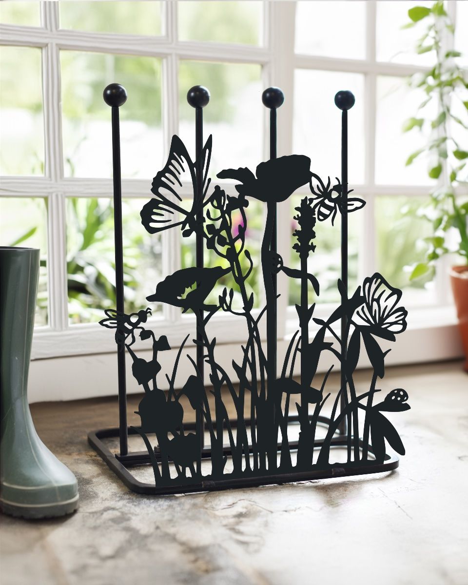 Steel "Butterfly Meadow" Double Welly Rack interior