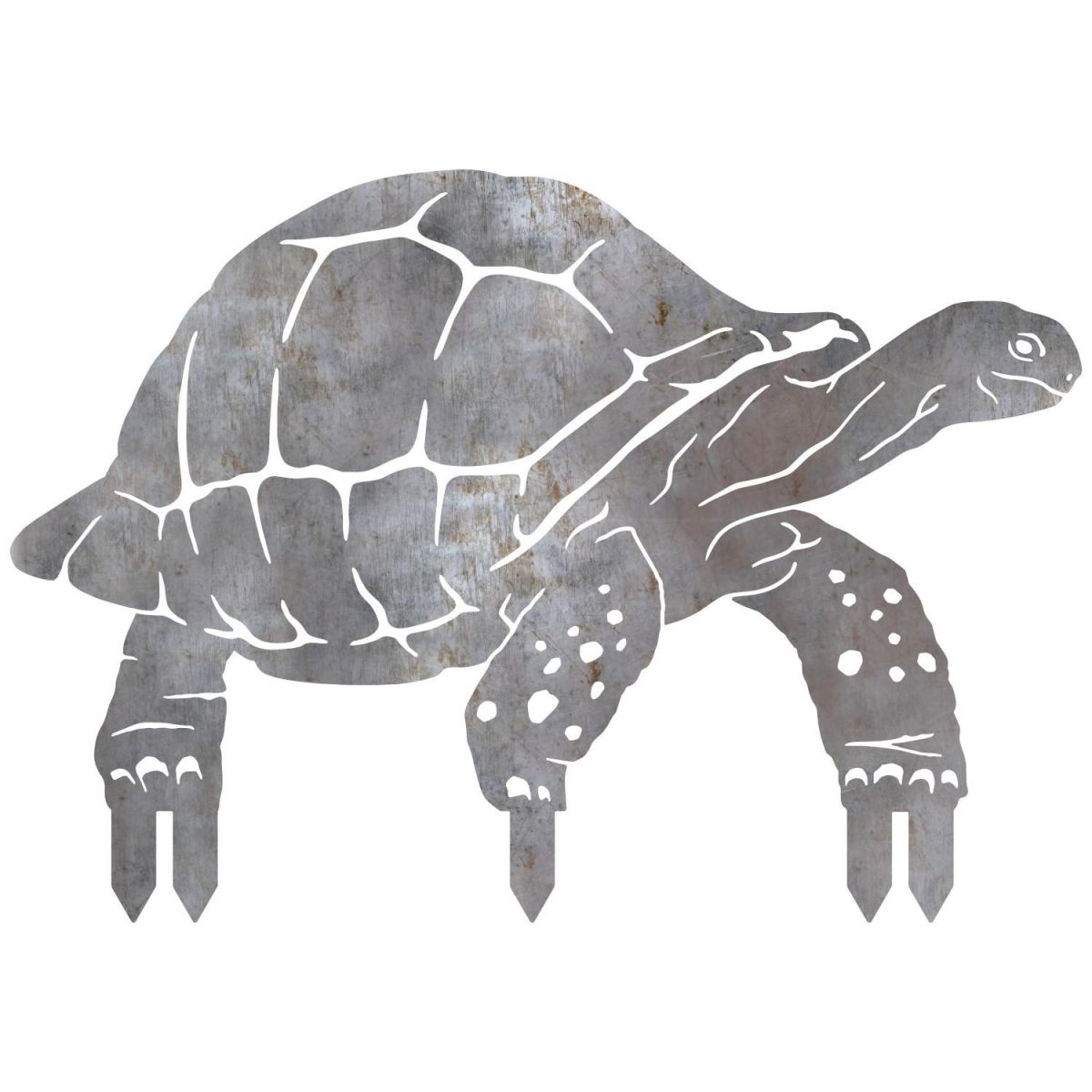 Galápagos Giant Tortoise Sheet Steel Silhouette in Natural Steel Finish with Spikes
