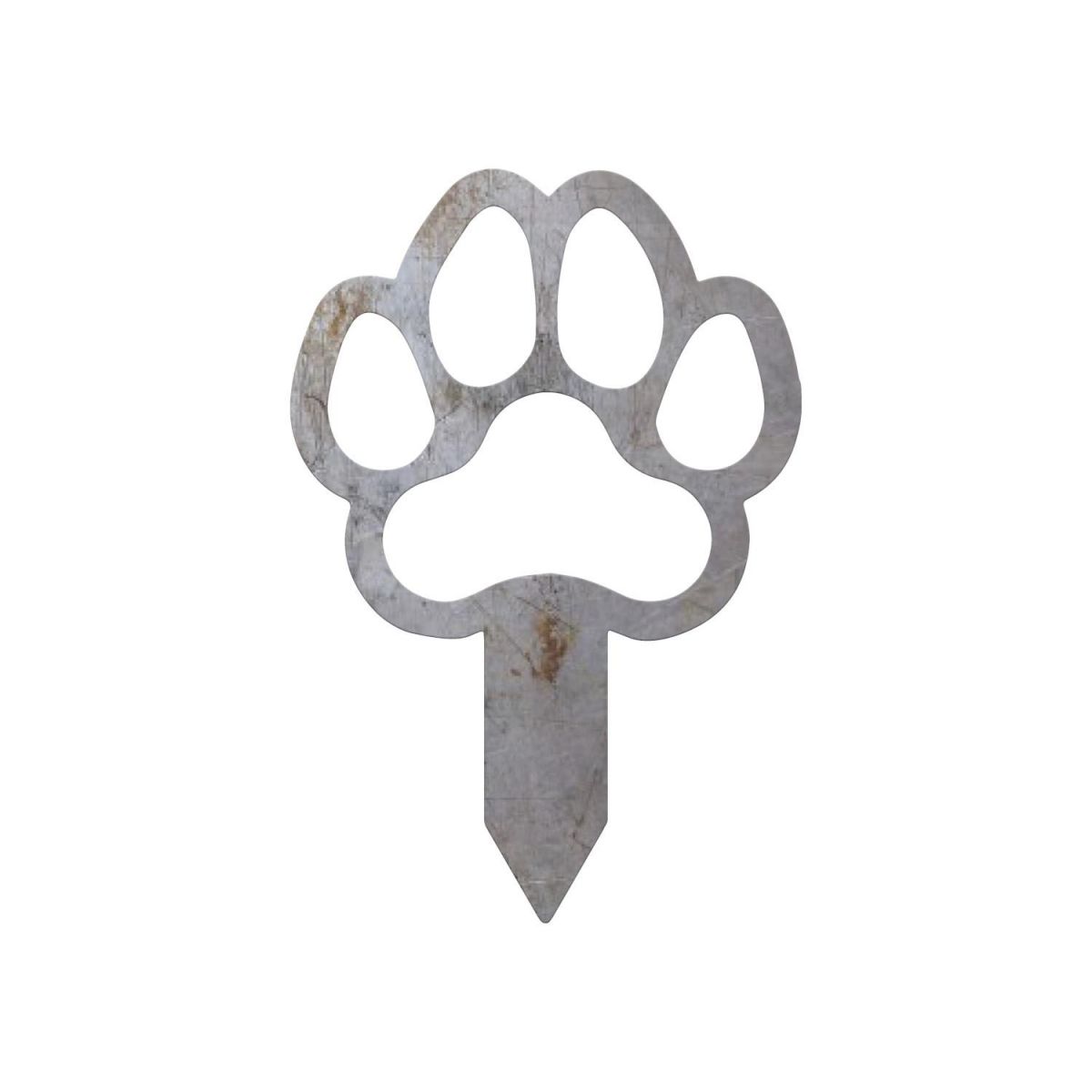 Close-Up of Natural Steel Paw Print "Outline" Grave Marker