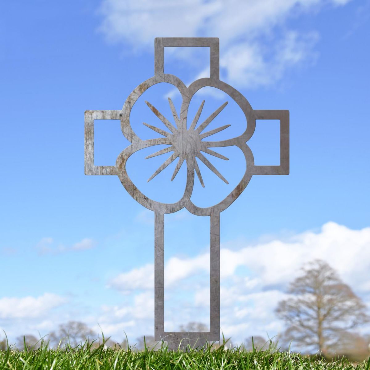 Unfinished Ground Spike with Poppy Cross "Remembrance" Motif