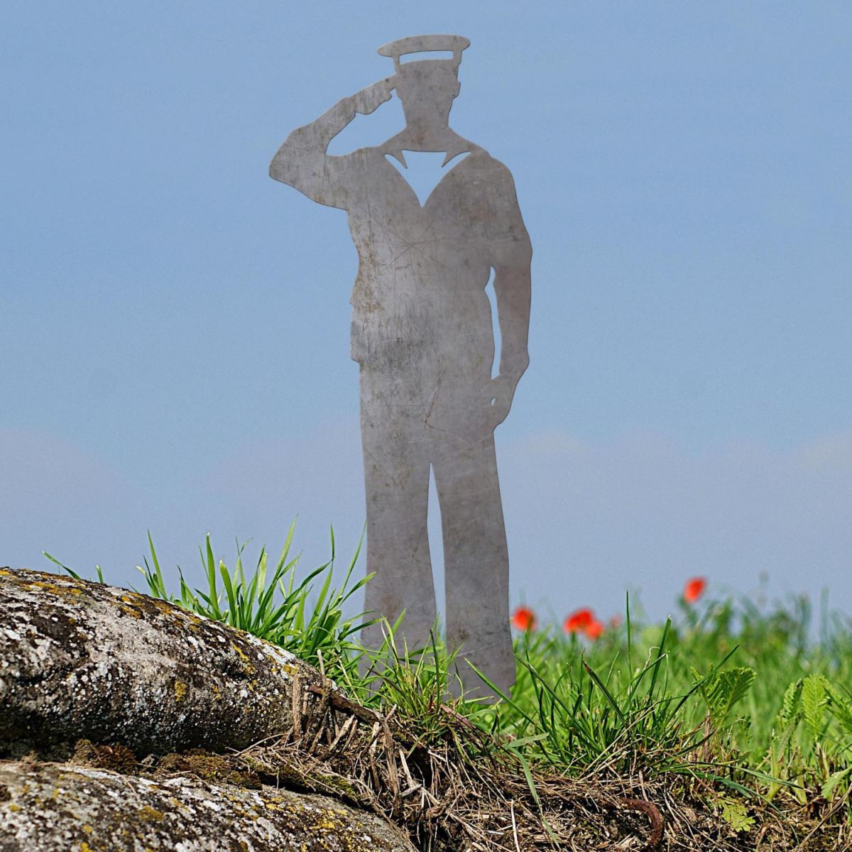 Royal Navy "Officer Salute" Ground Spike in Natural Steel Finish