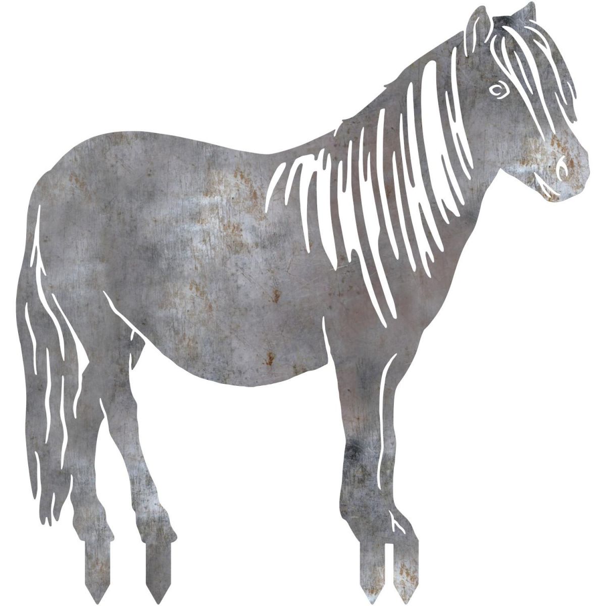 Shetland Pony Sheet Steel Silhouette in Natural Steel Finish with Spikes