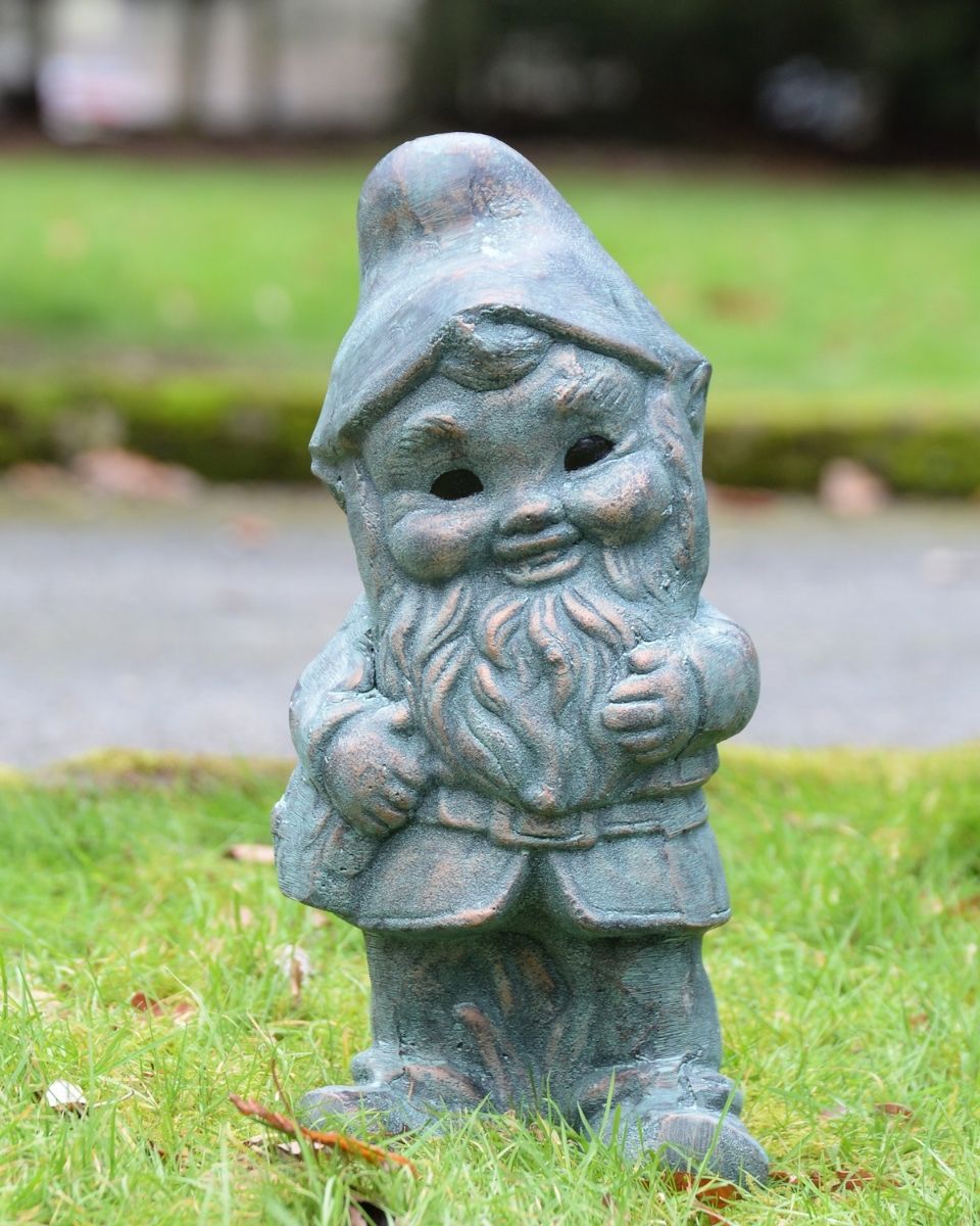 ‘Hodge’ the Garden Gnome in Cast Aluminium - Verdigris main image