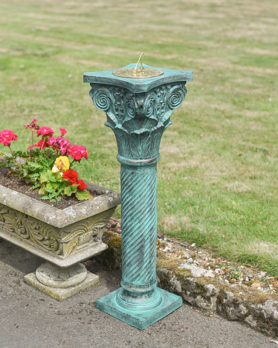 Verdigris Corinthian Column with Barley Twist Detail