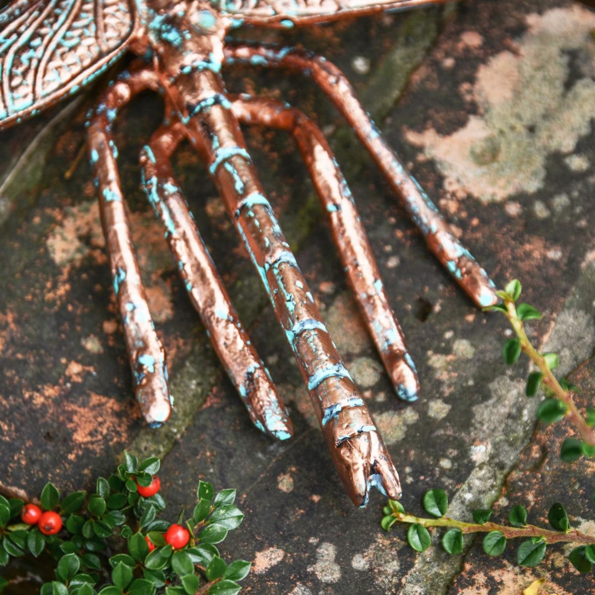 Close-Up of Verdigris Finish on Dragonfly Sculpture Close-Up of Verdigris Finish on Dragonfly Sculpture