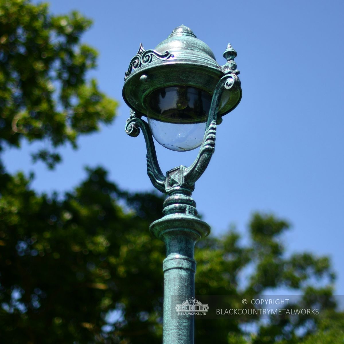 Verdigris Green Opulent Cast Iron Lamp Post 3m Luminaire Fitting