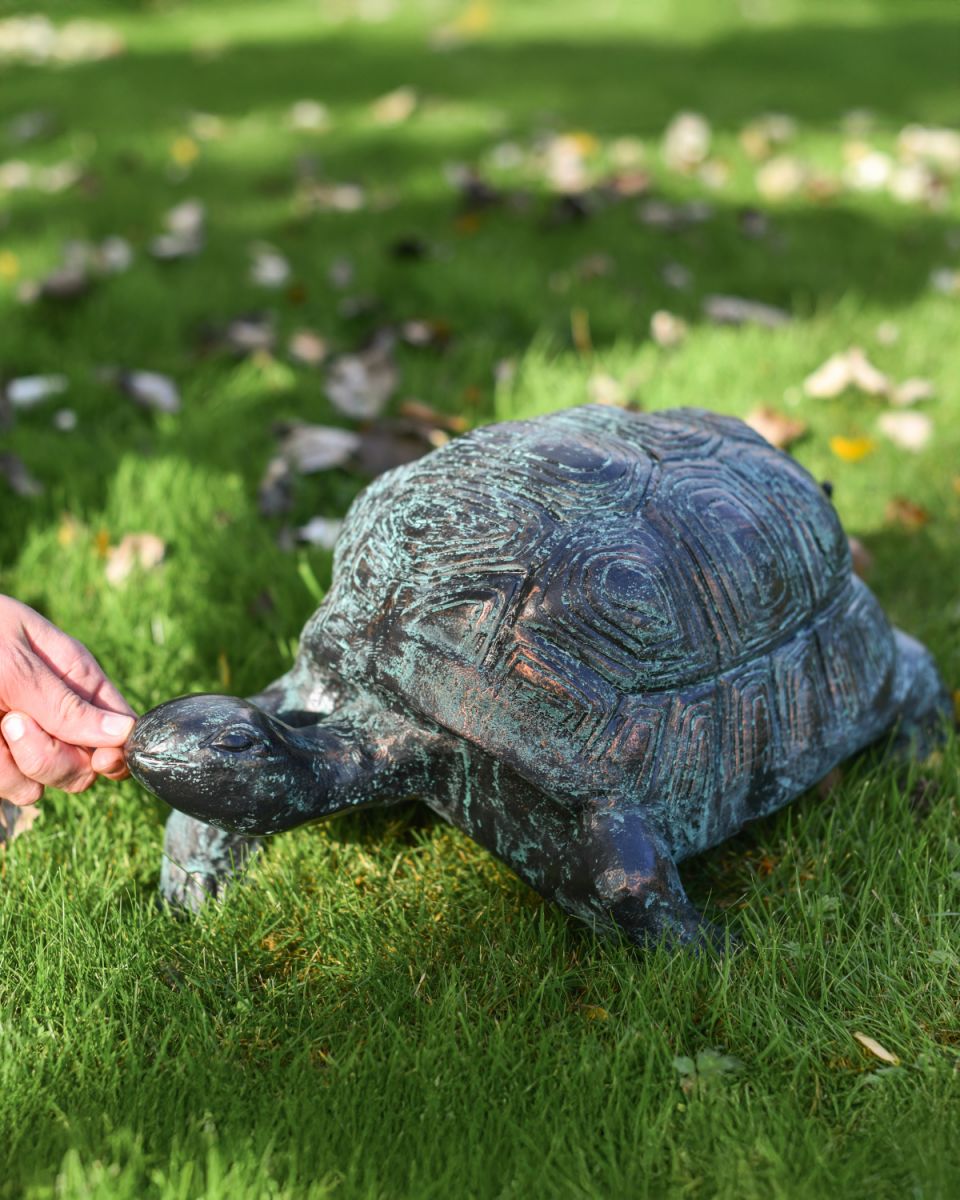 Verdigris tortoise garden sculpture aluminium