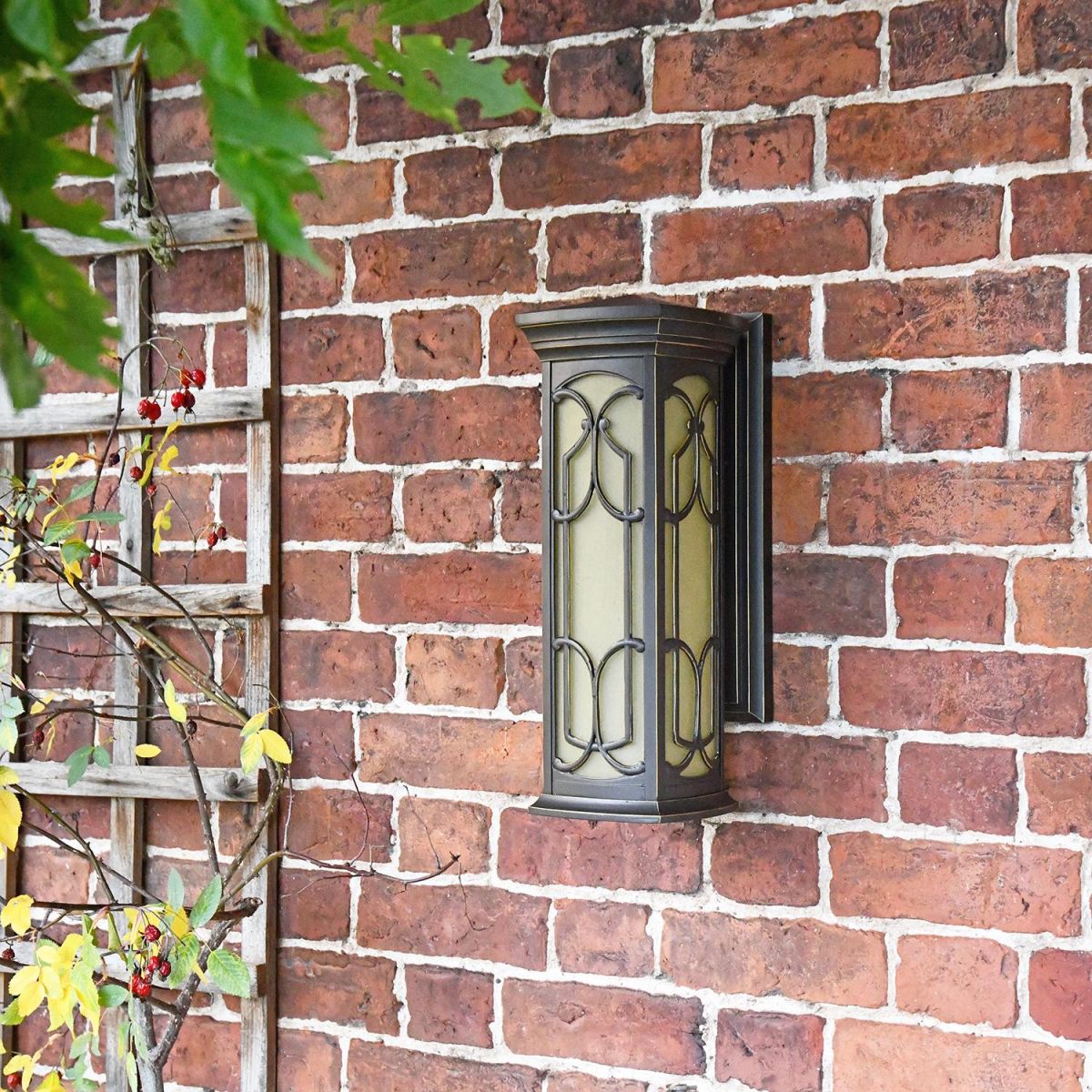 "Verona" Traditional Wall Lantern on a Garden Wall
