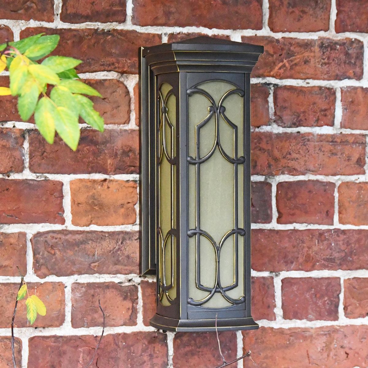 "Verona" Traditional Outdoor Bronze Wall Lantern in Situ