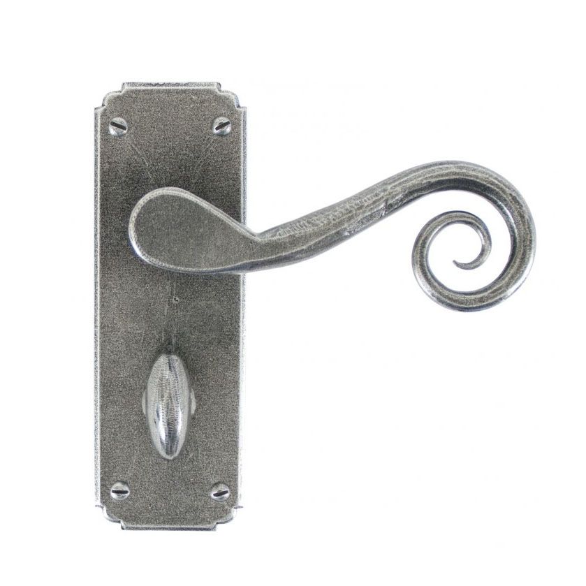 Antique Pewter Lever Handle With Bathroom Lock