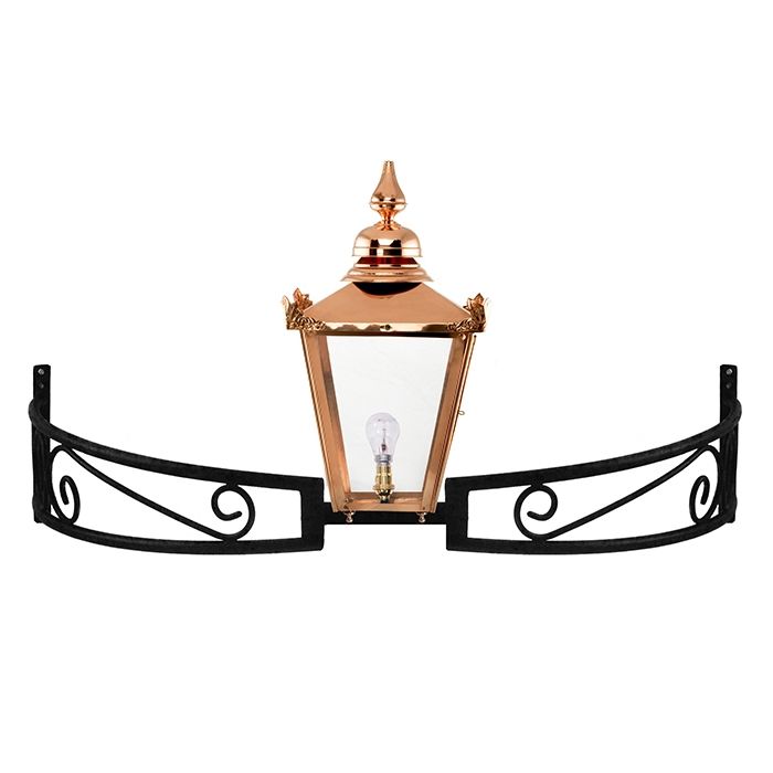 Copper Victorian Lantern On a Bow Bracket