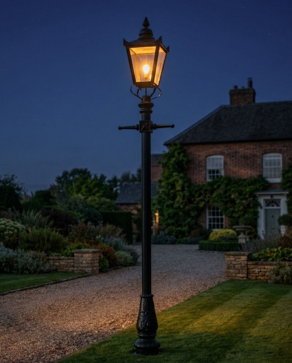 Victorian Lamp Post - Black 3.2m digital illustration night time