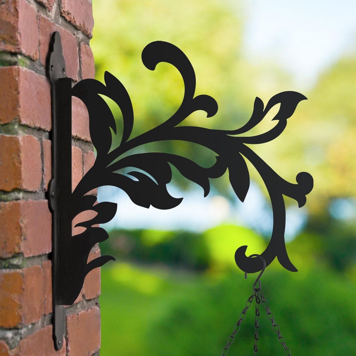 Victorian Leaf Hanging Basket Bracket in Garden