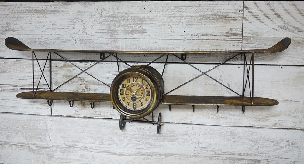 Vintage Gold Aeroplane Wall Clock