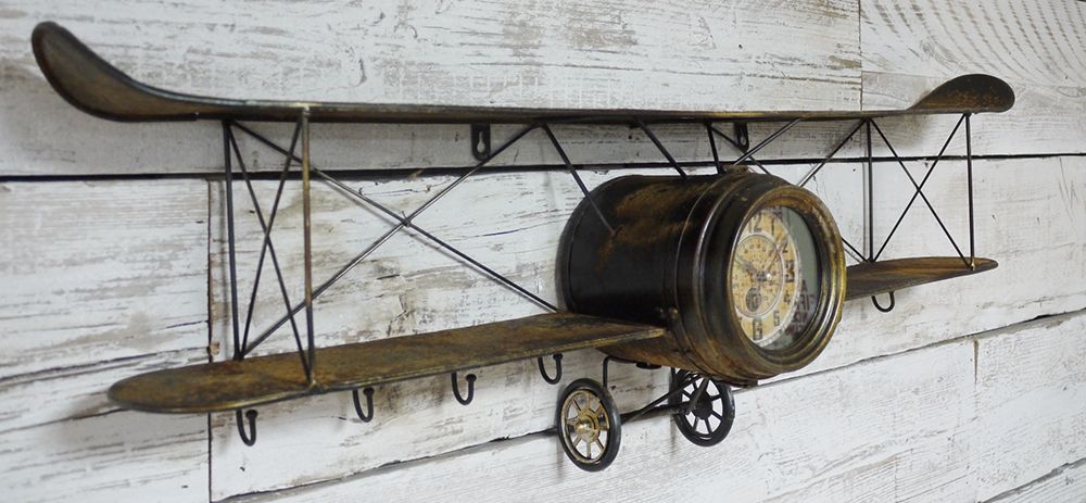 Vintage Gold Aeroplane Wall Clock