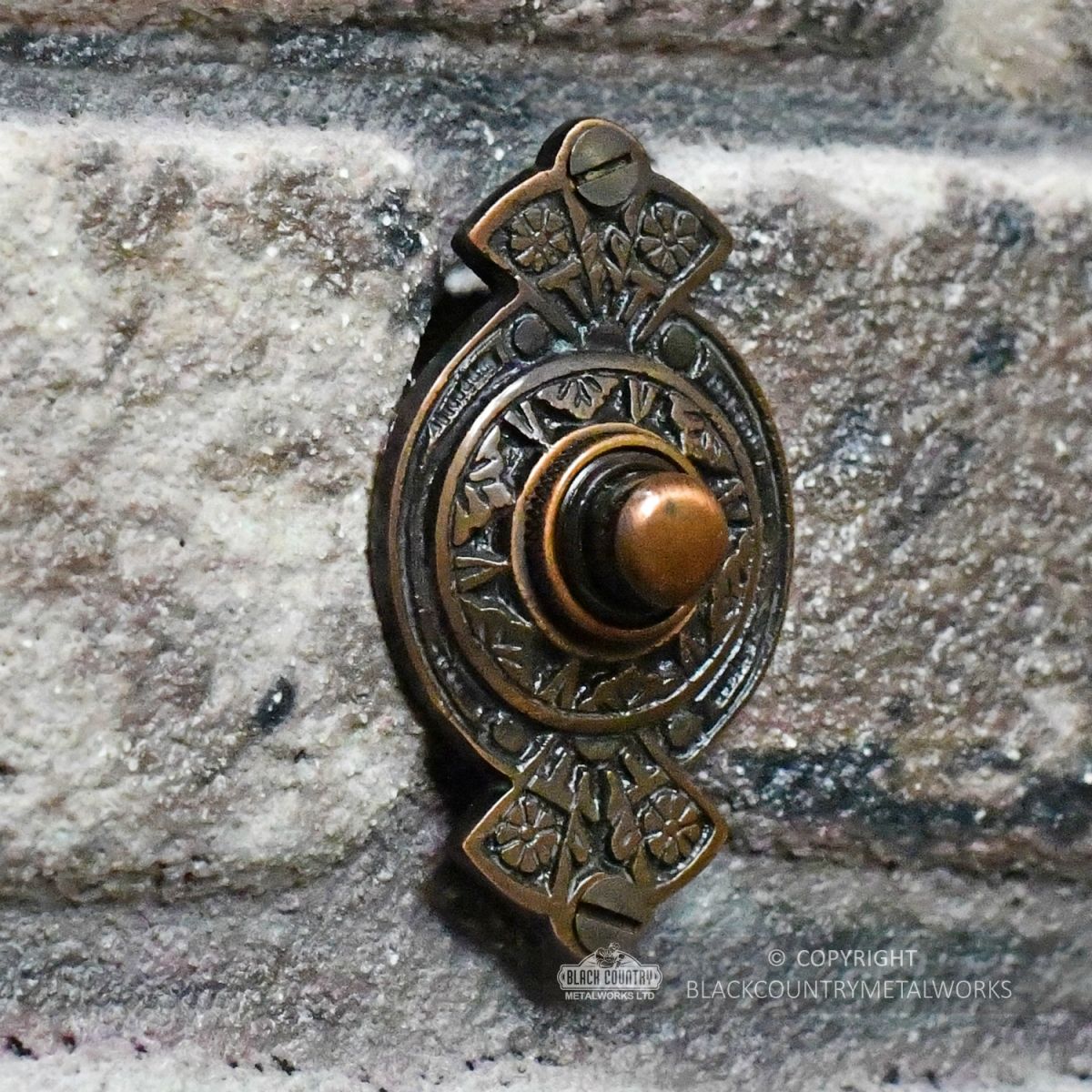 Vintage “Hampern Close” Antique Copper Decorative Bell Push
