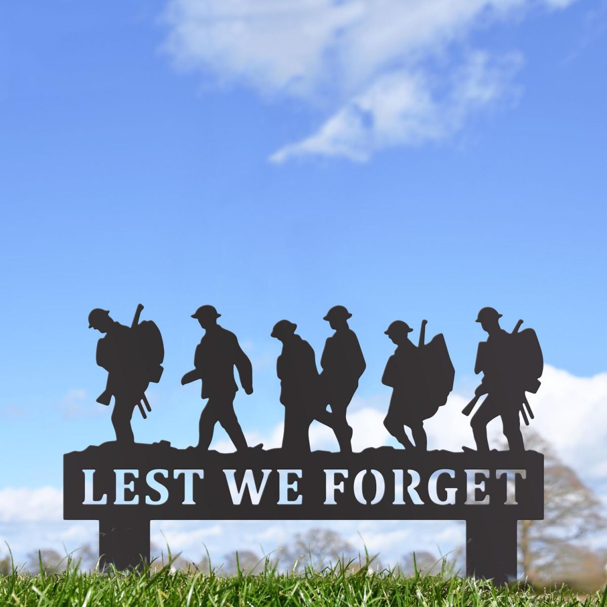 Walking Soldiers "Lest We Forget" Memorial Ground Spike in Black Finish