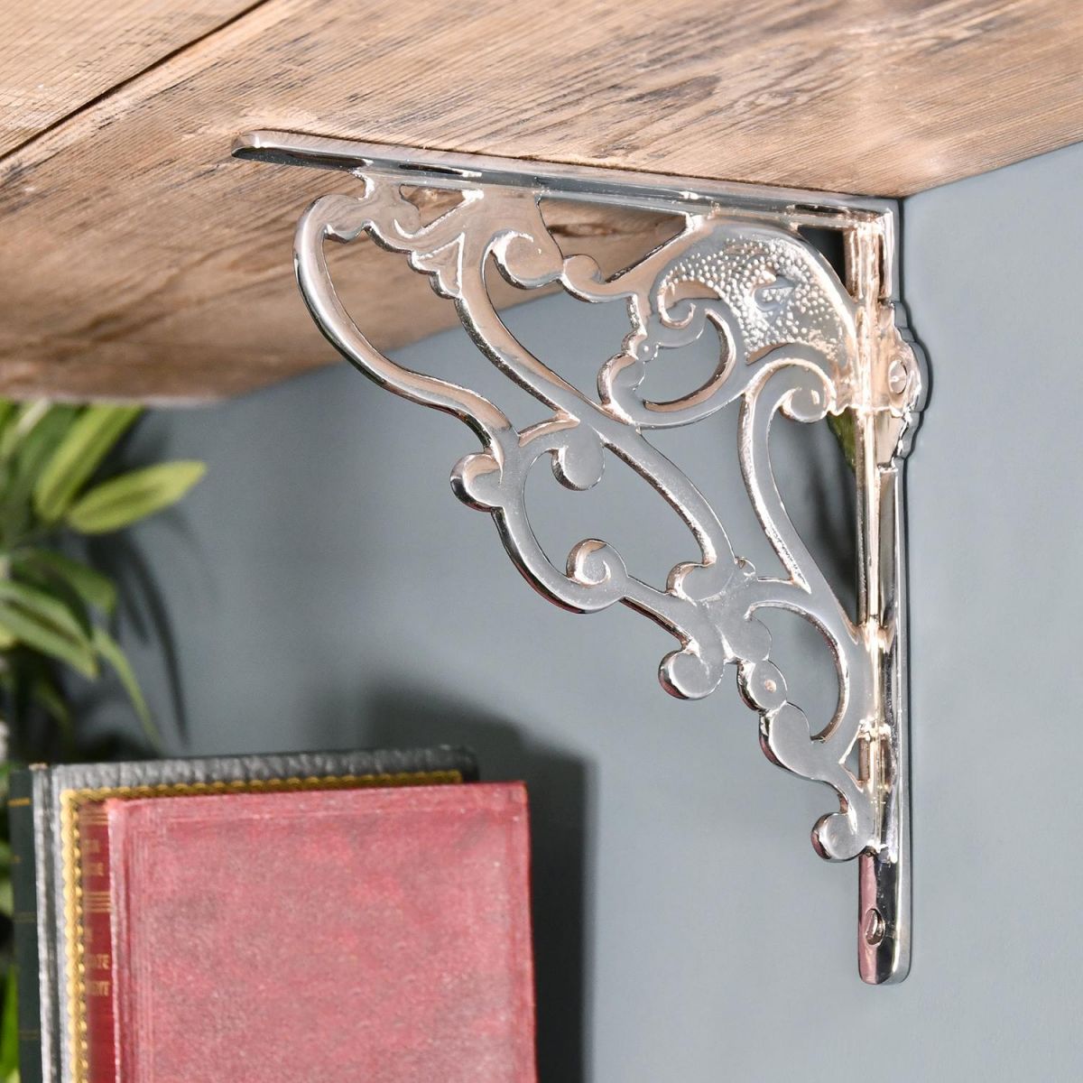 Wall mounted chrome finish shelf bracket