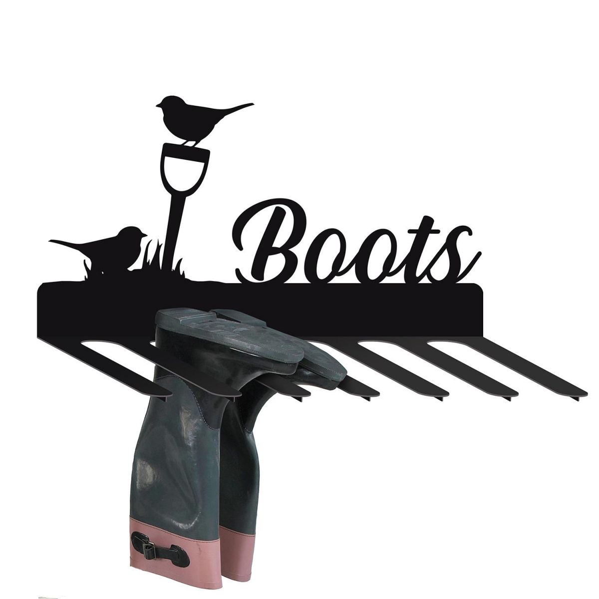 Wall Mounted Robin Iron Boot Holder Finished in Black