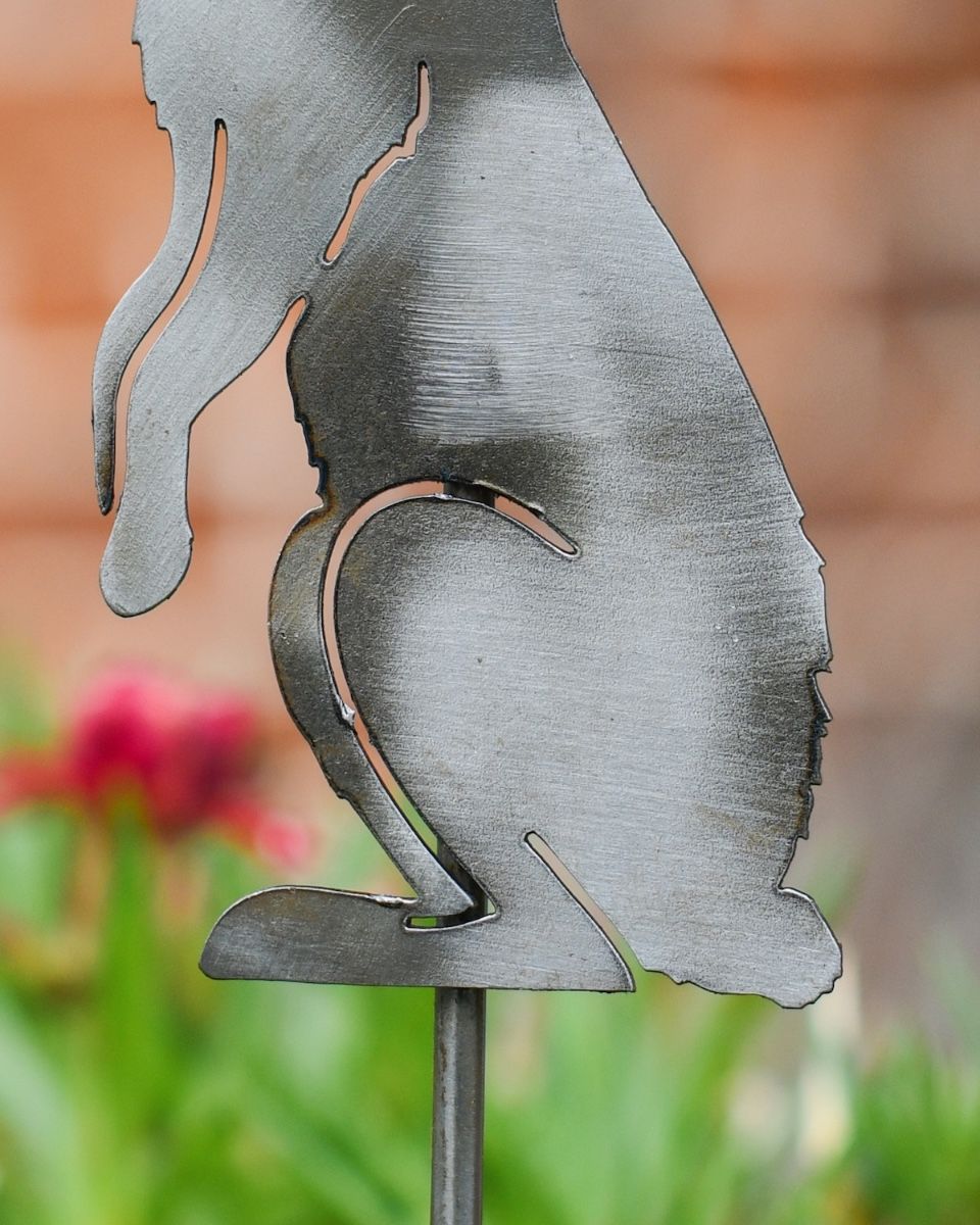 Watchful Hare Artistic Plant Pot Spike - Set of Two close up of tail