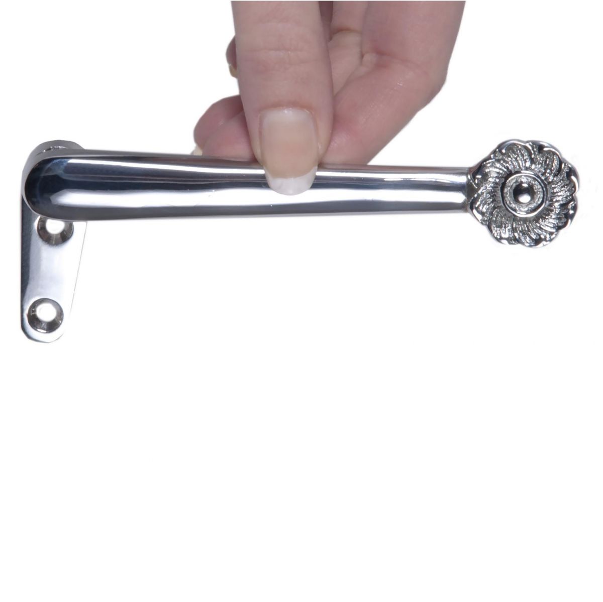 Bright Chrome Florentine Stair Clips to Scale