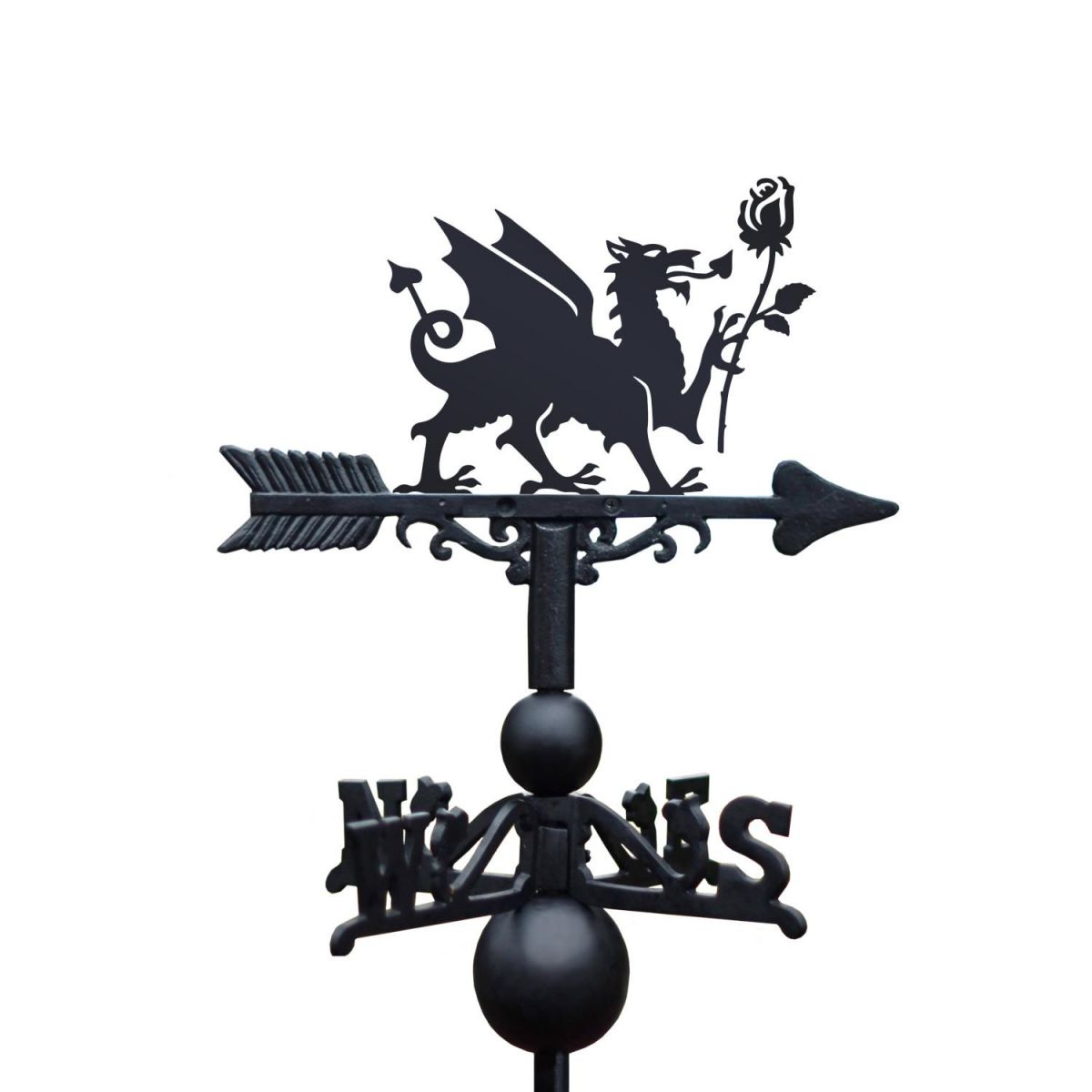 Welsh Dragon & English Rose weathervane in situ