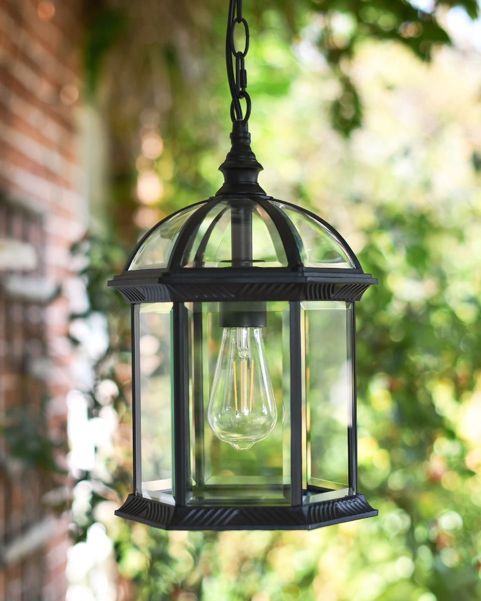 "Wentworth" Chain Hanging Light in Situ Underneath a Porch