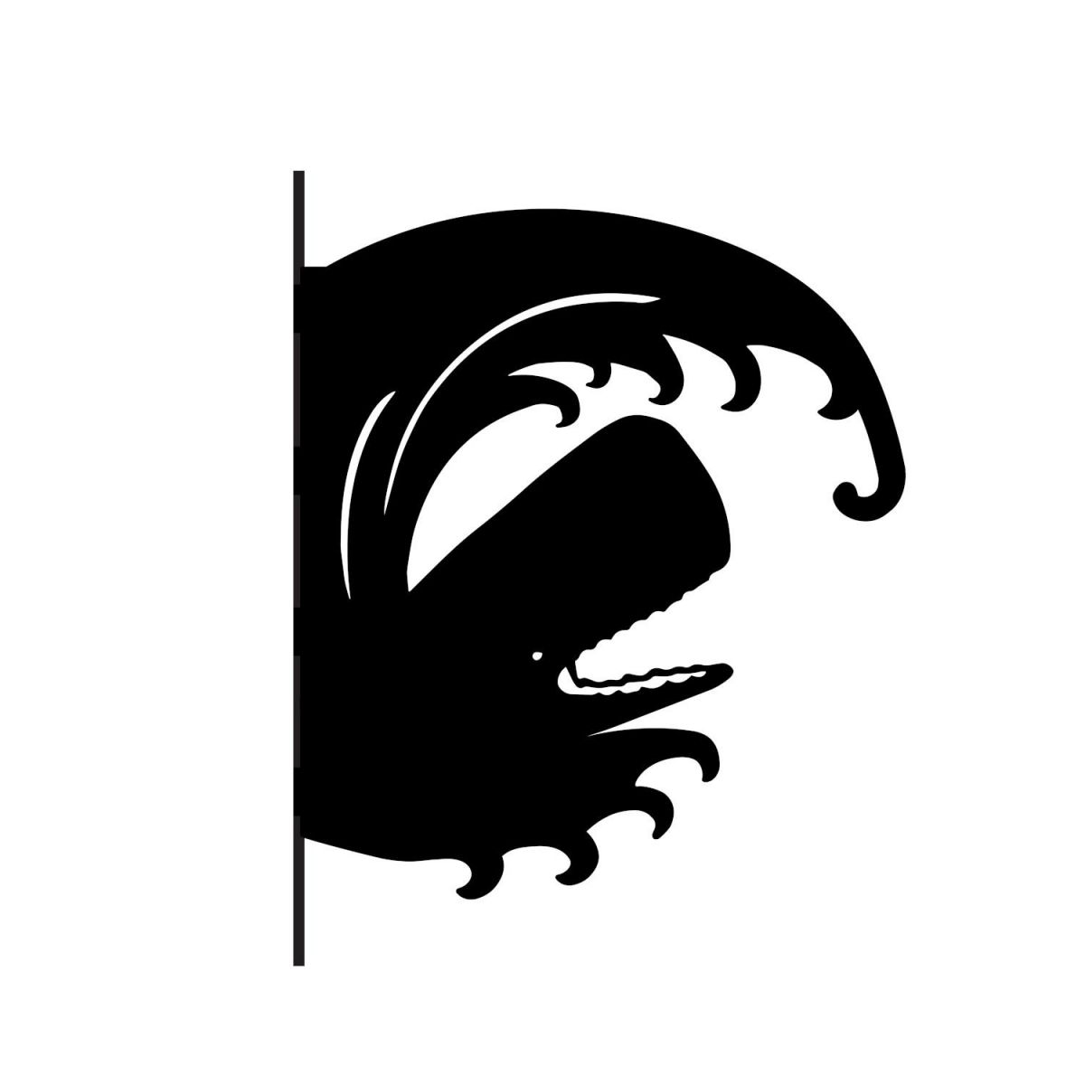 Whale Iron Hanging Basket Bracket on White Background