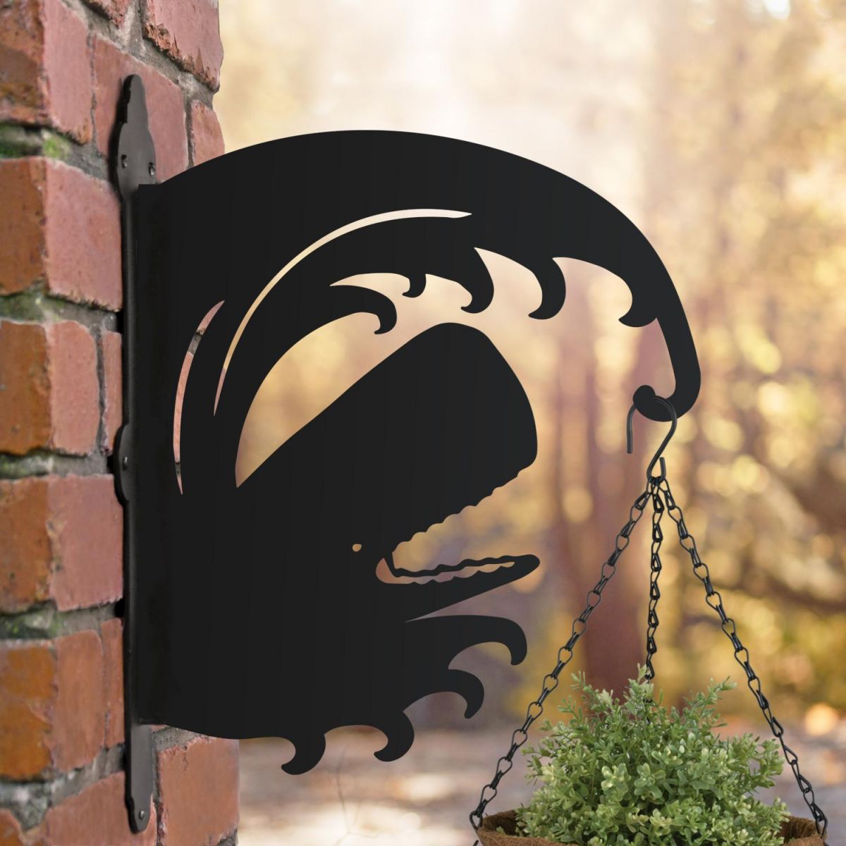 Whale Iron Hanging Basket Bracket in Situ