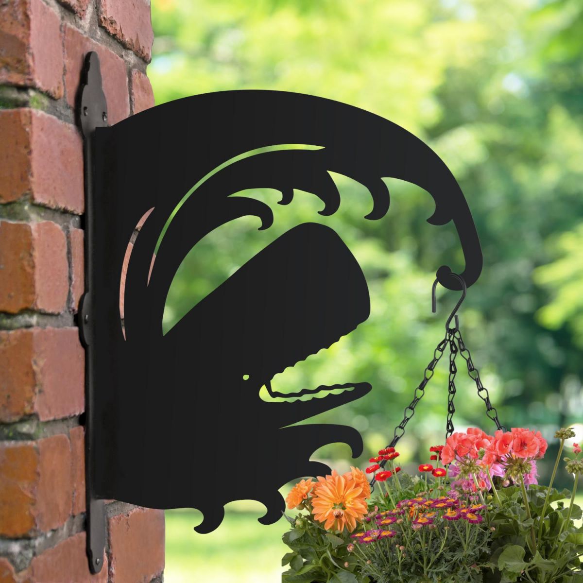 Iron Hanging Basket Bracket with Whale Design