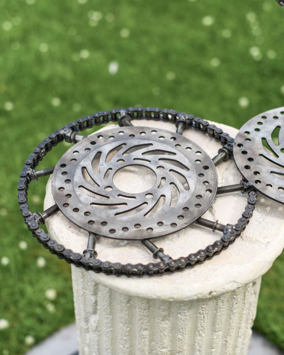 Close up of Recycled Metal Whale Shark base