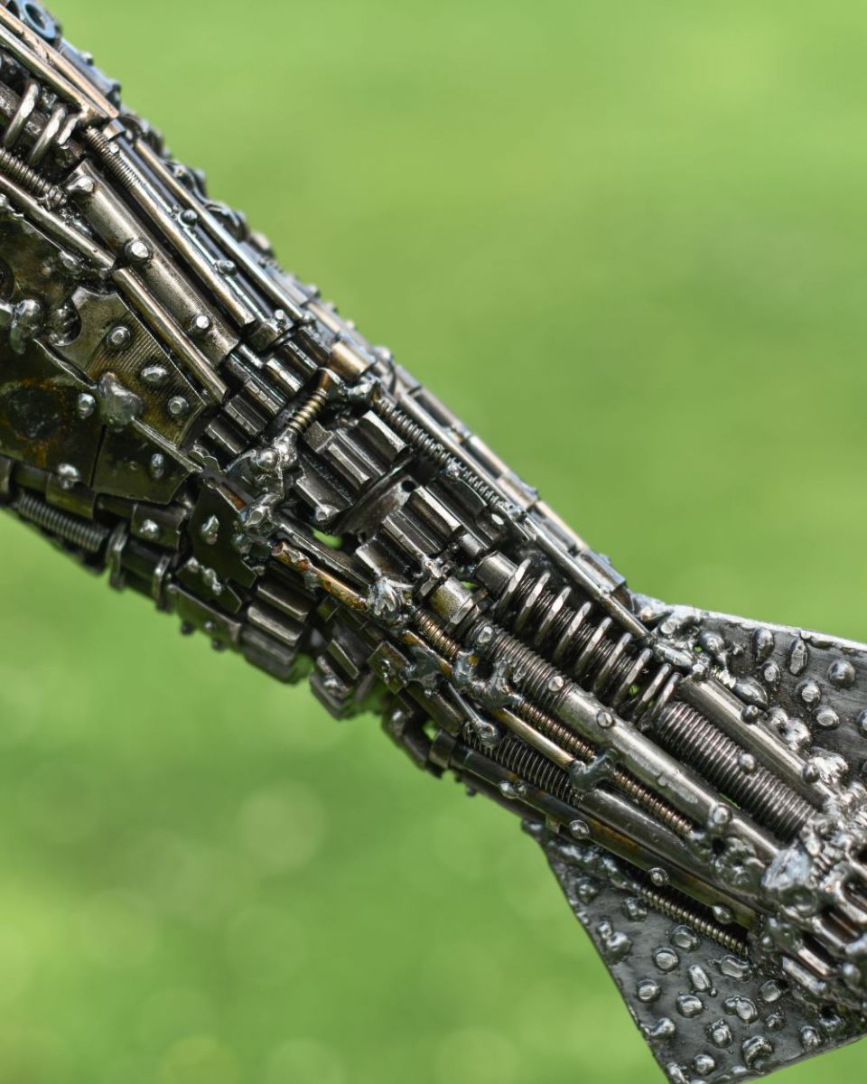 Close up of Recycled Metal Whale Shark side detailing