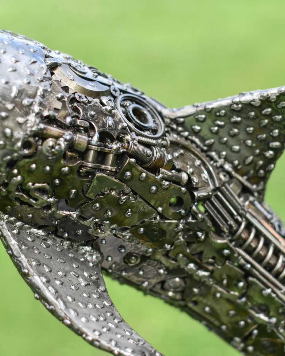 Close up of Recycled Metal Whale Shark back