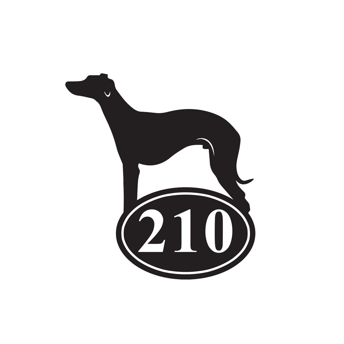 Whippet Iron House Number Sign Finished in Black