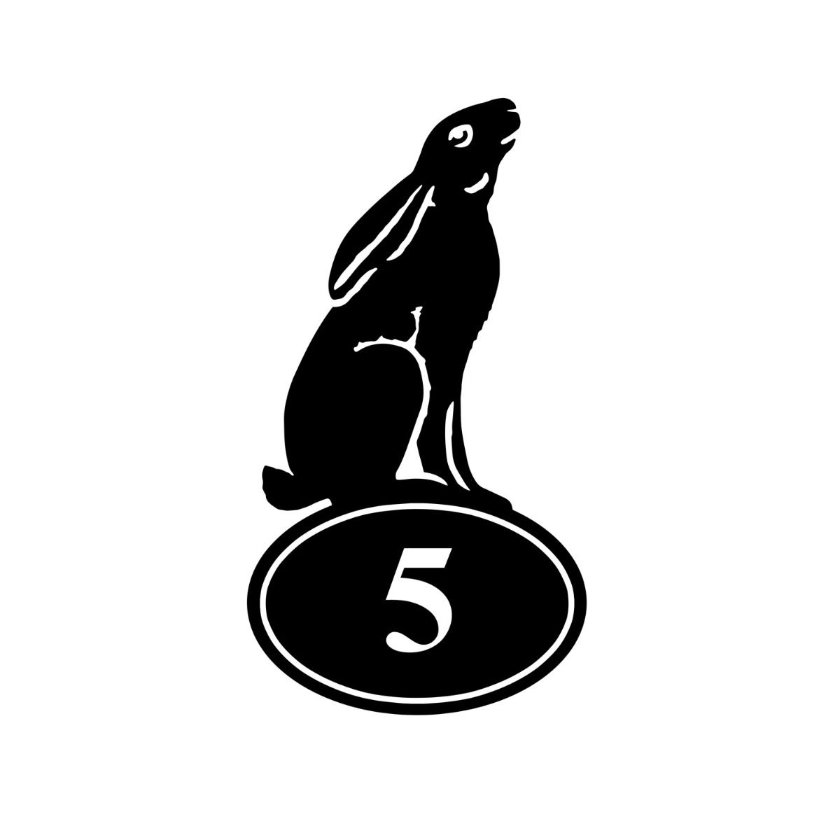 Moon Gazing Hare Iron House Number Sign on white background  Moon Gazing Hare Iron House Number Sign on white background