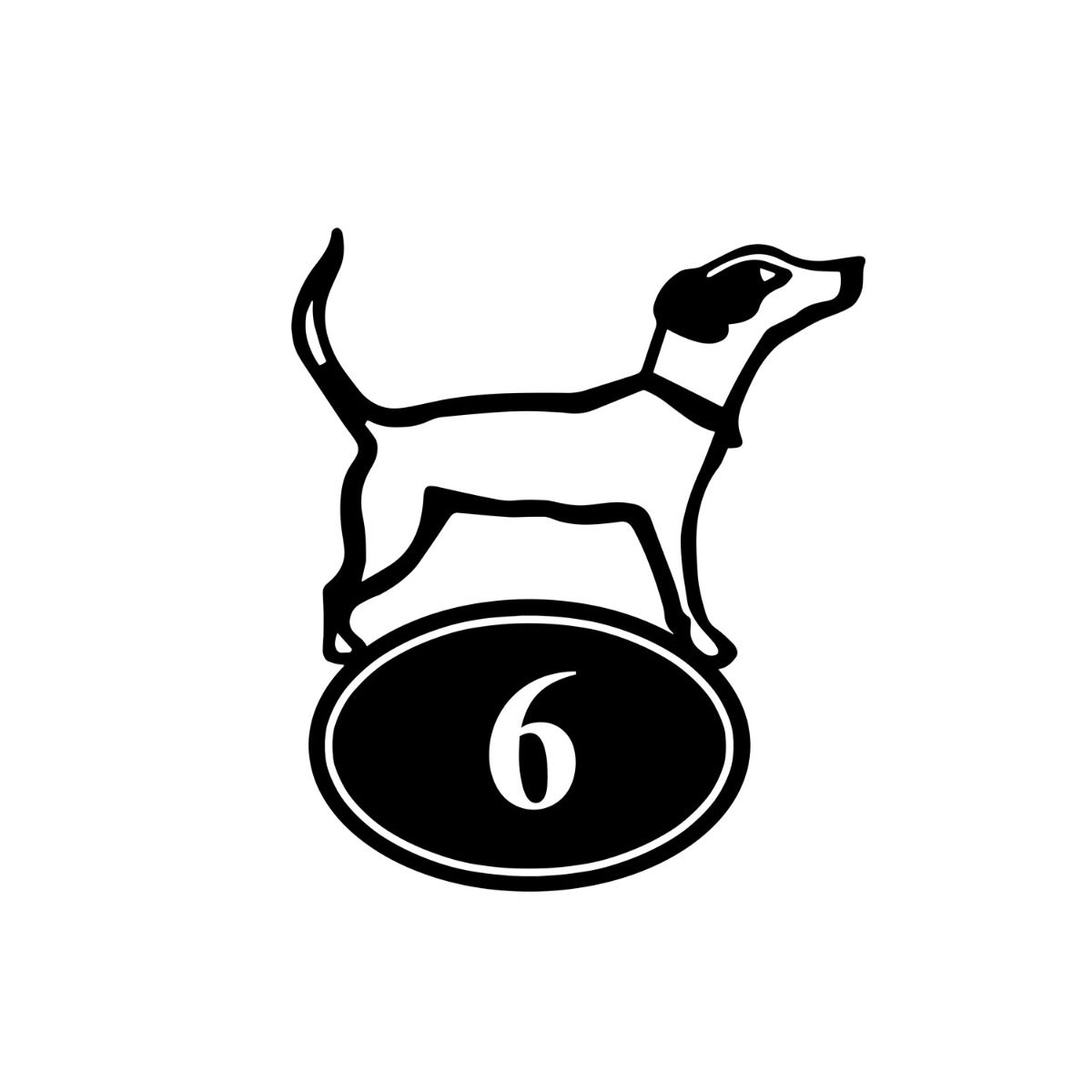 Jack Russell Outline Iron House Number Sign on white background