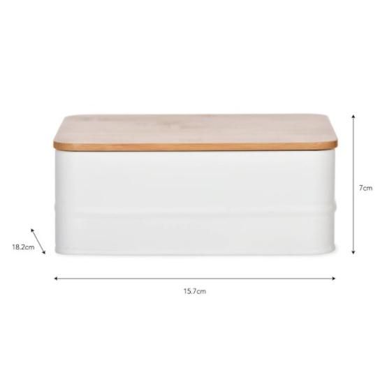 White Storage Box with Bamboo Lid Measurements