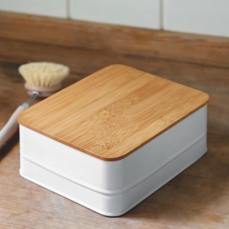 White Storage Box with Bamboo Lid