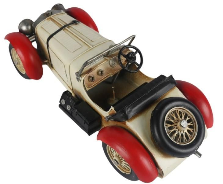 Vintage White Convertible Car Replica Ornament Birdseye View Vintage White Convertible Car Replica Ornament Birdseye View