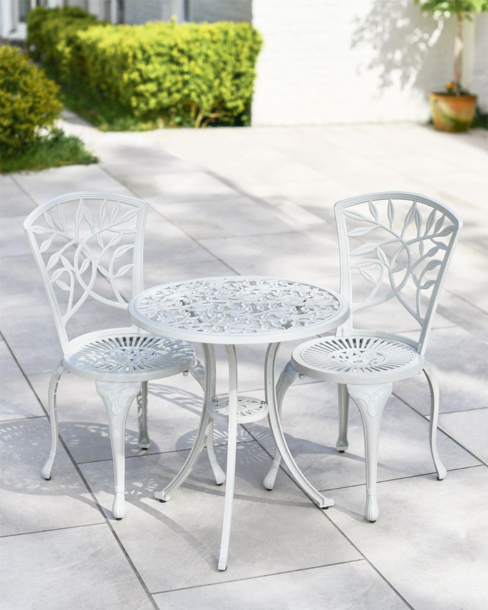 White Two Seater Garden Table Set 