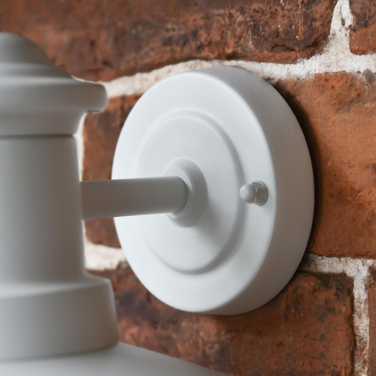 Close-Up of White Rounded Backplate on Wall Light