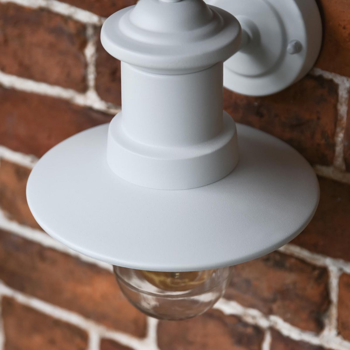 Close-Up of White Powder Coat Finish on Wall Light