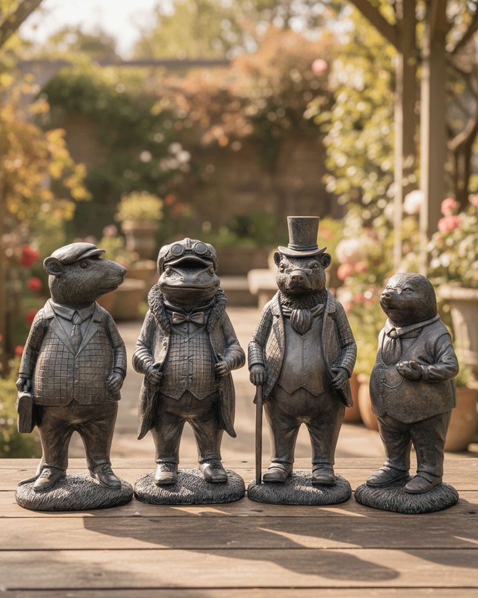 Wind in the Willows Full Set of Garden Sculptures Digital Illustation