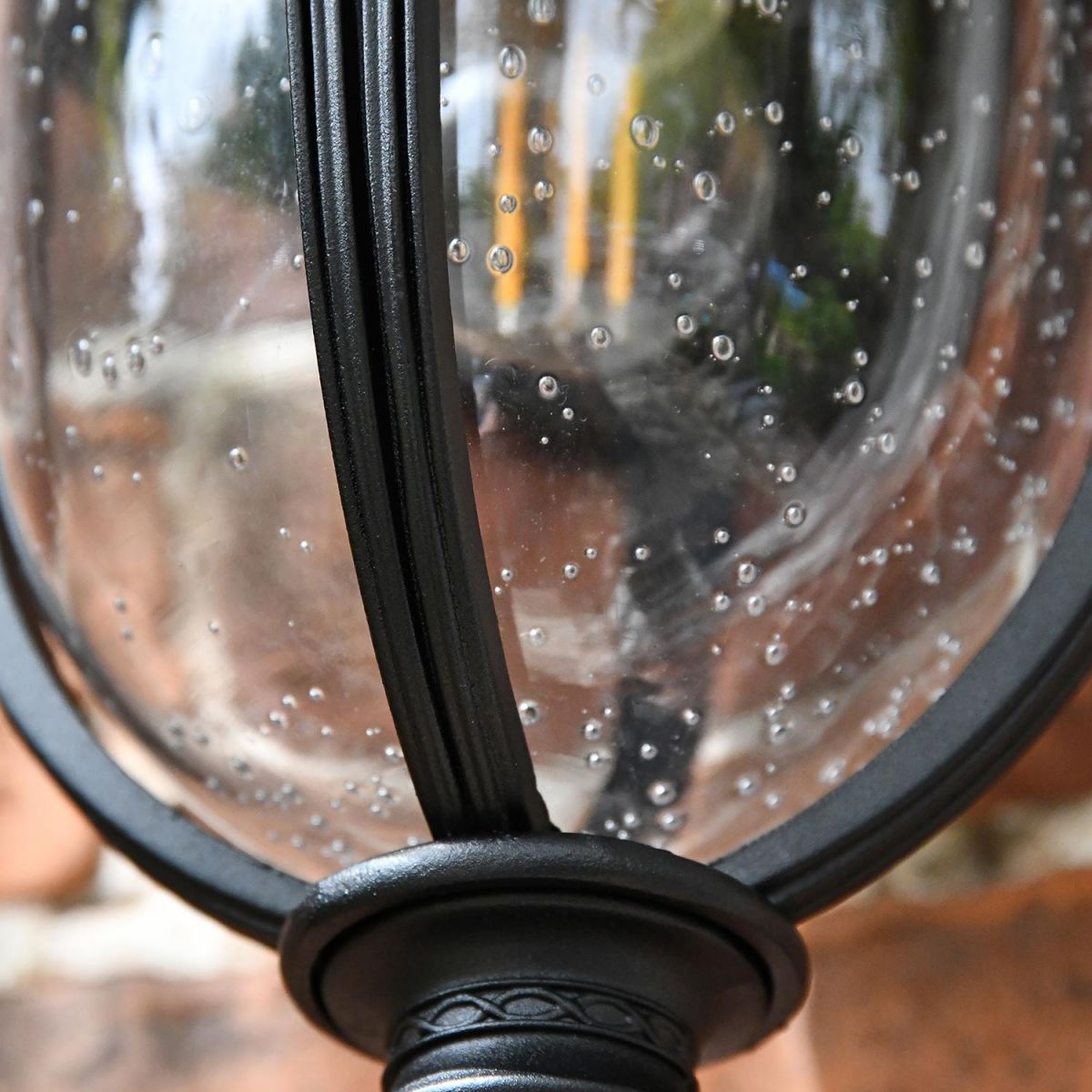 Close-up of the Seeded Glass in the Lantern