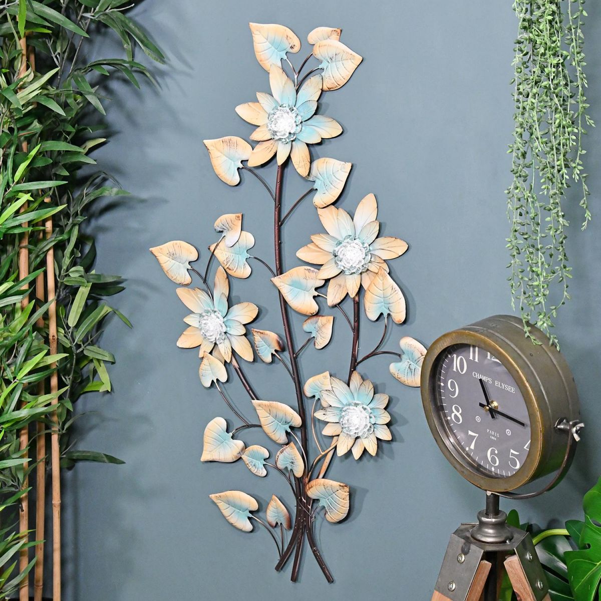 Winter Petal Wall Art on a Blue Wall