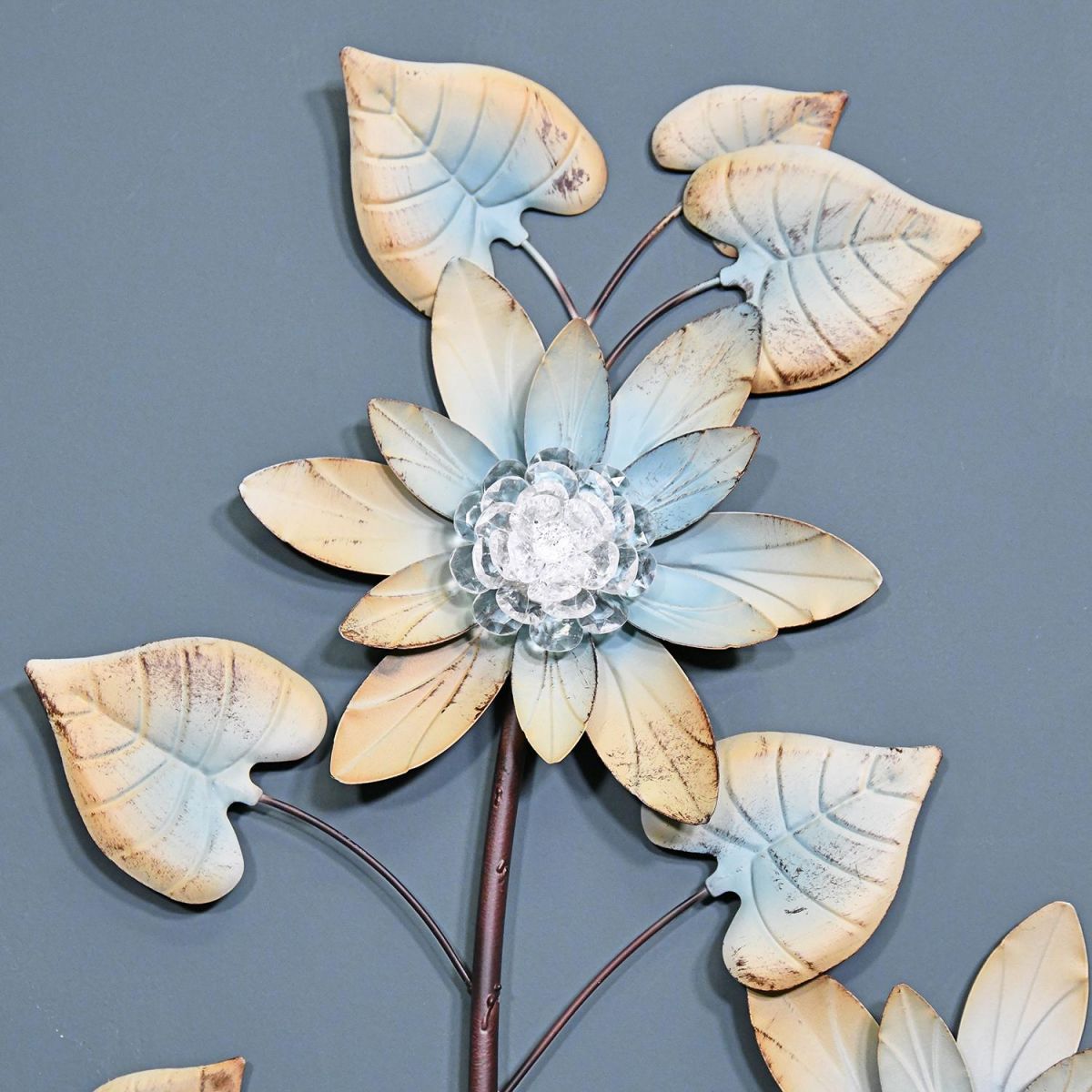 Rustic Cream and Blue Open Flowers on the Wall Art