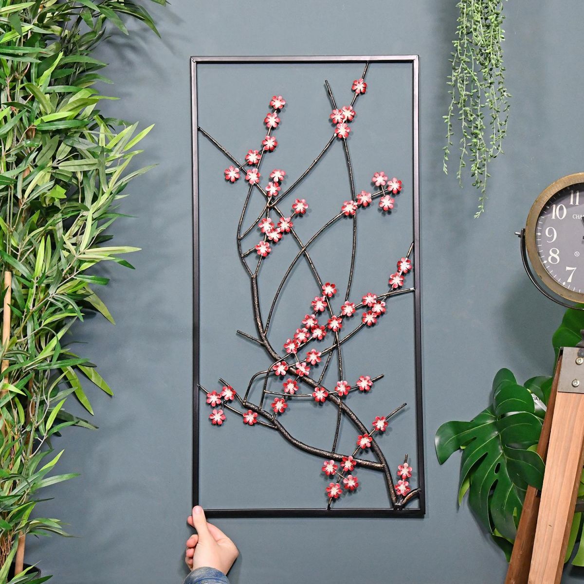 Wintersweet Floral Metal Wall Art to Scale