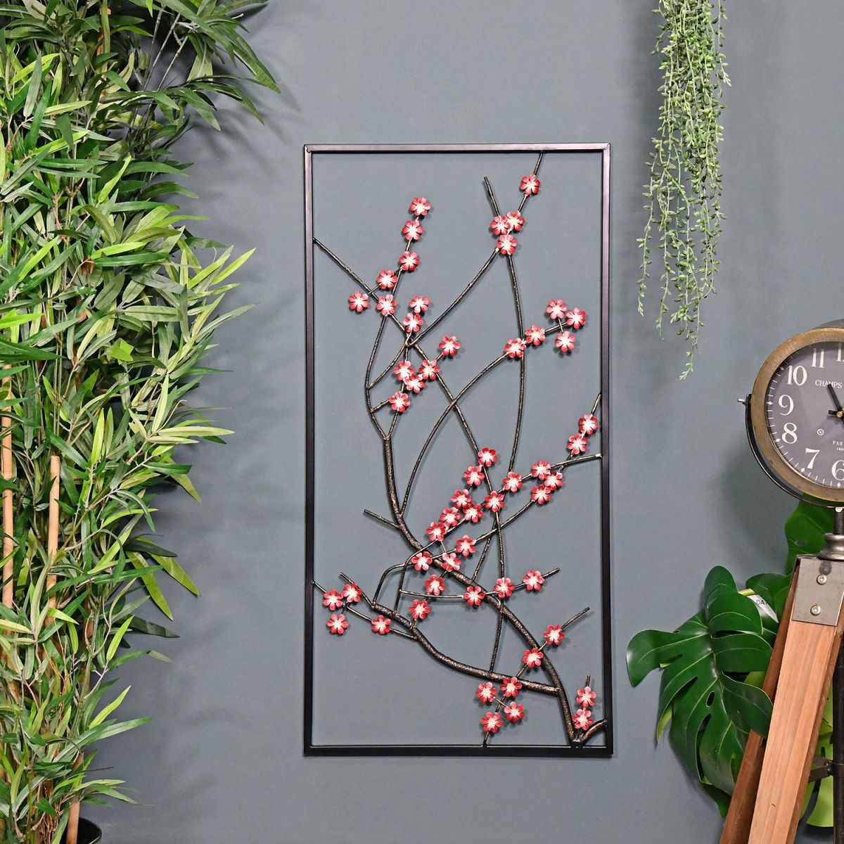 Wintersweet Floral Metal Wall Art at Display at Home